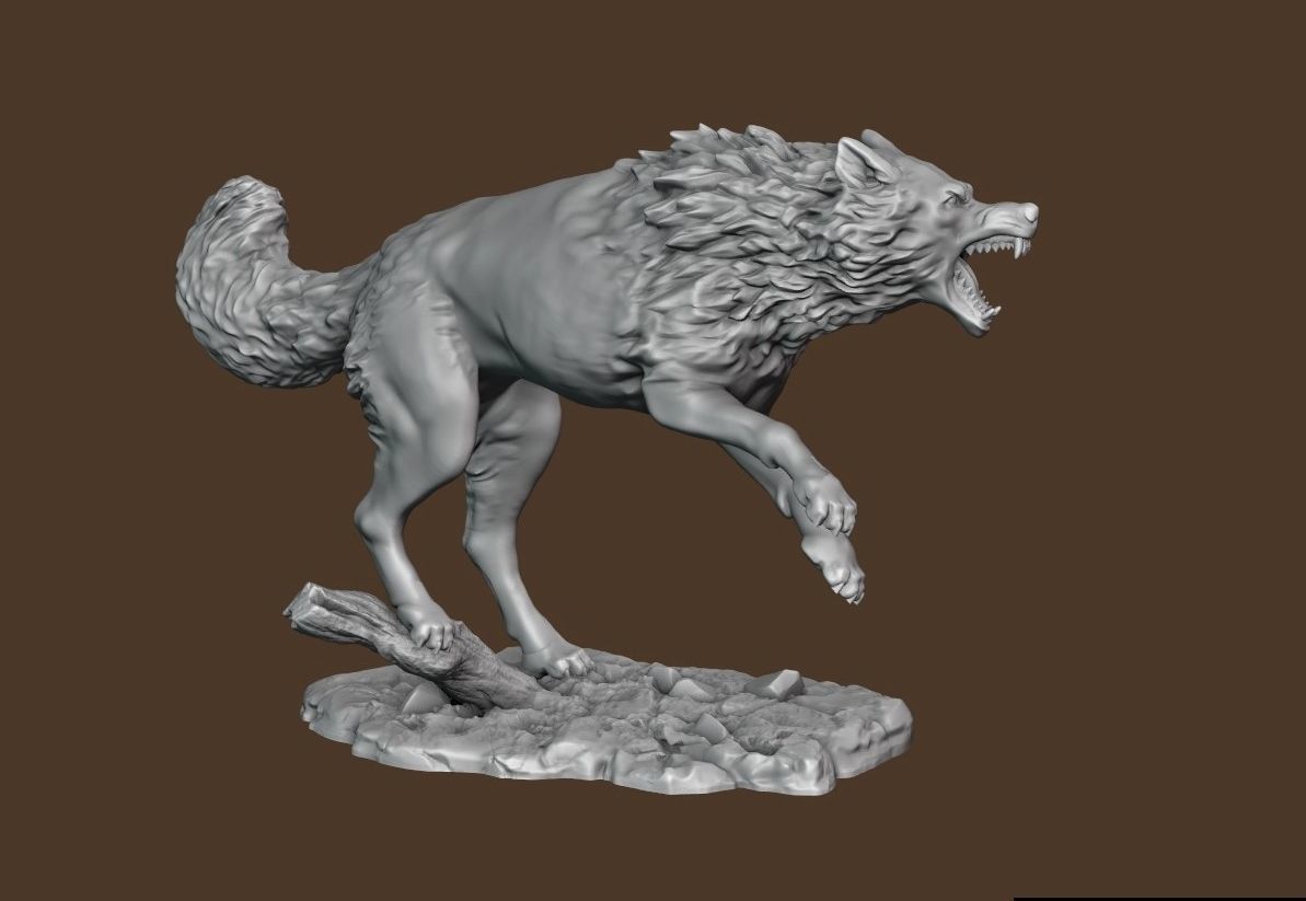 A pack of wolves 3D print model_2