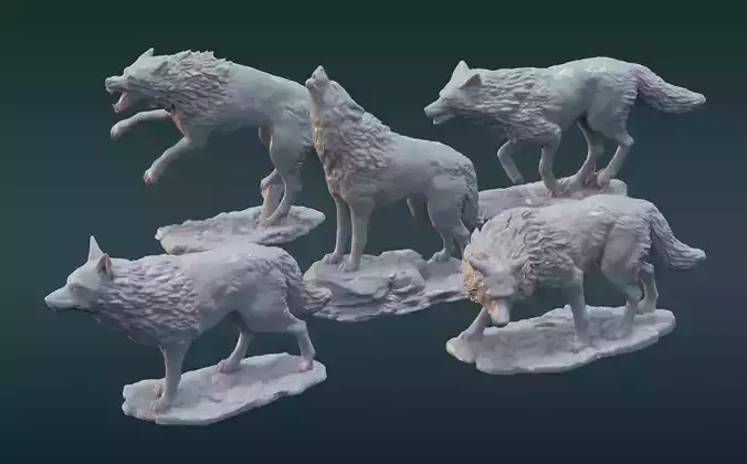 A pack of wolves 3D print model