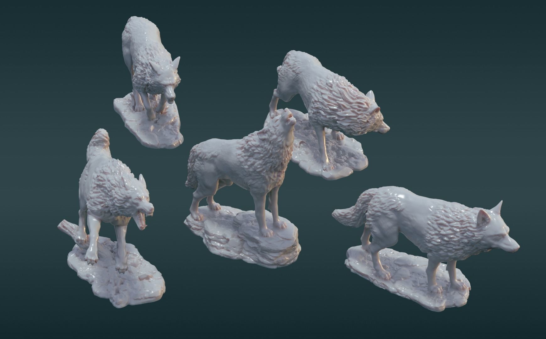 A pack of wolves 3D print model_1