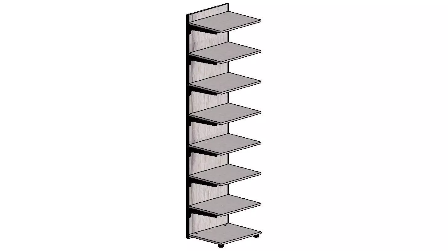 2300x570x450 shelving unit with shelves on side 3D model_0