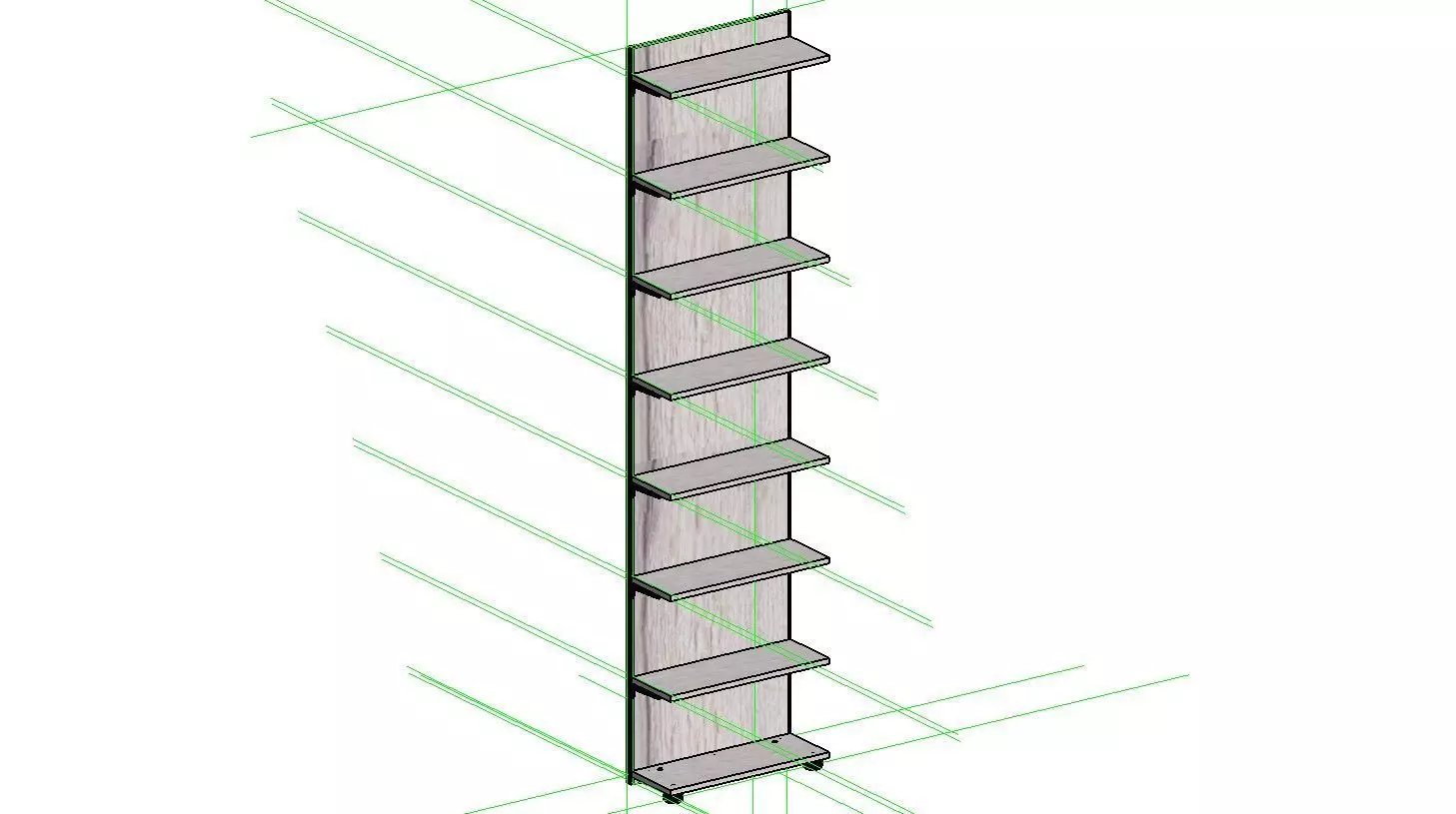 2300x570x200 tall shelf with lines 3D model_0