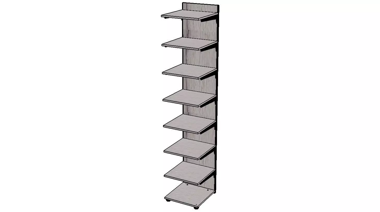 2300x450x450 shelving unit with shelves and drawers 3D model_0