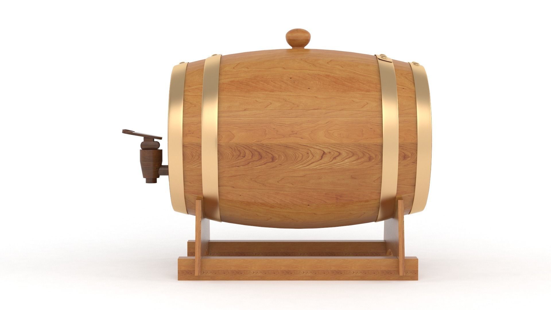 Oak Wine Barrel 3D model_1
