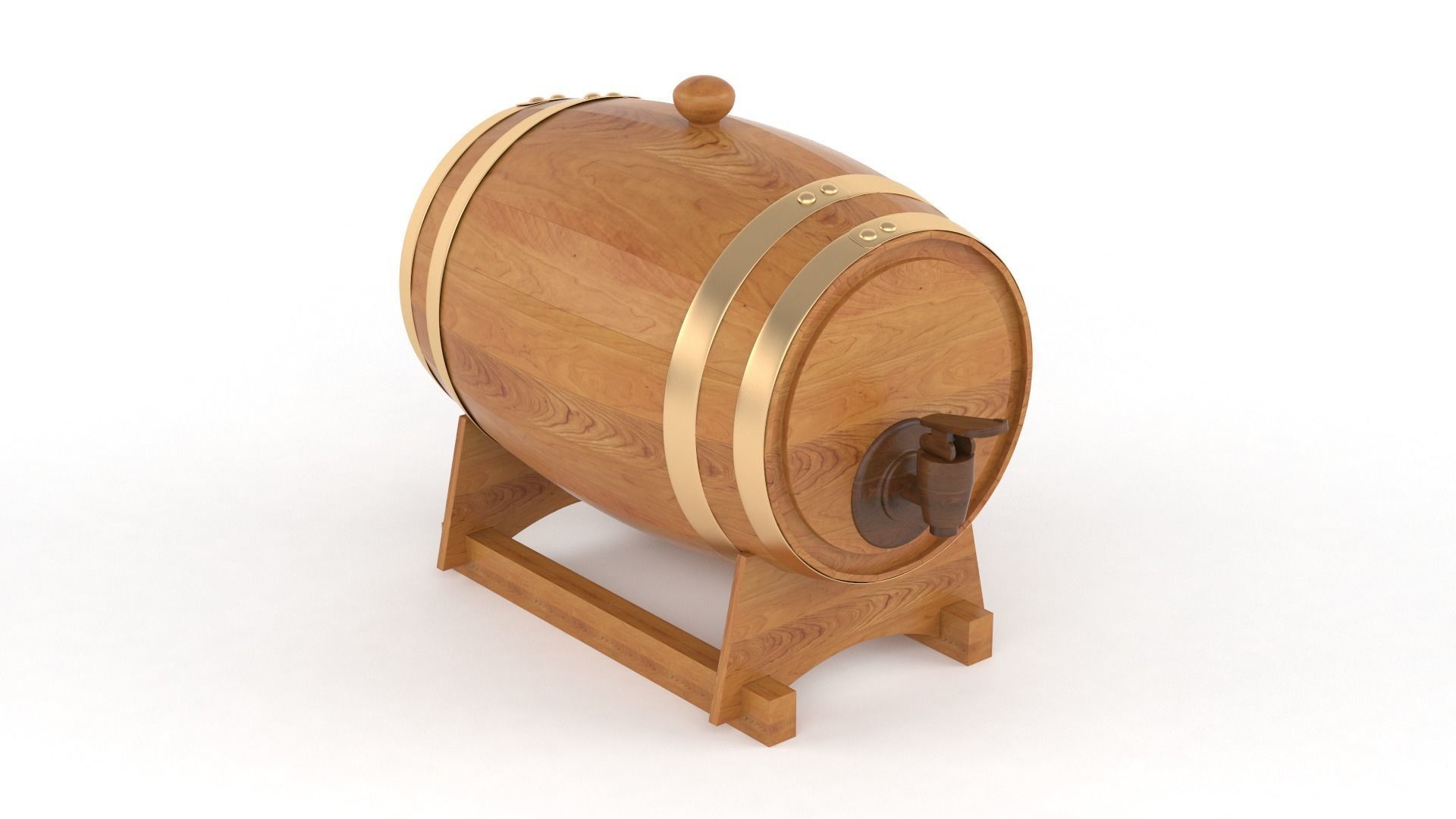 Oak Wine Barrel 3D model_4
