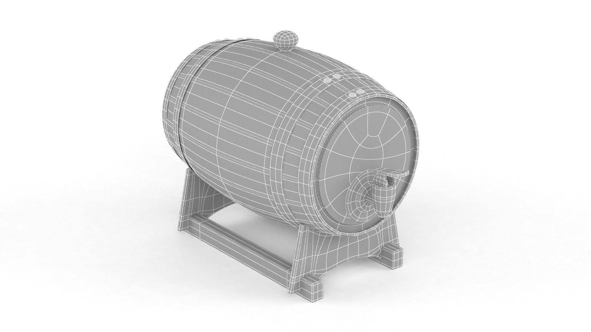 Oak Wine Barrel 3D model_9