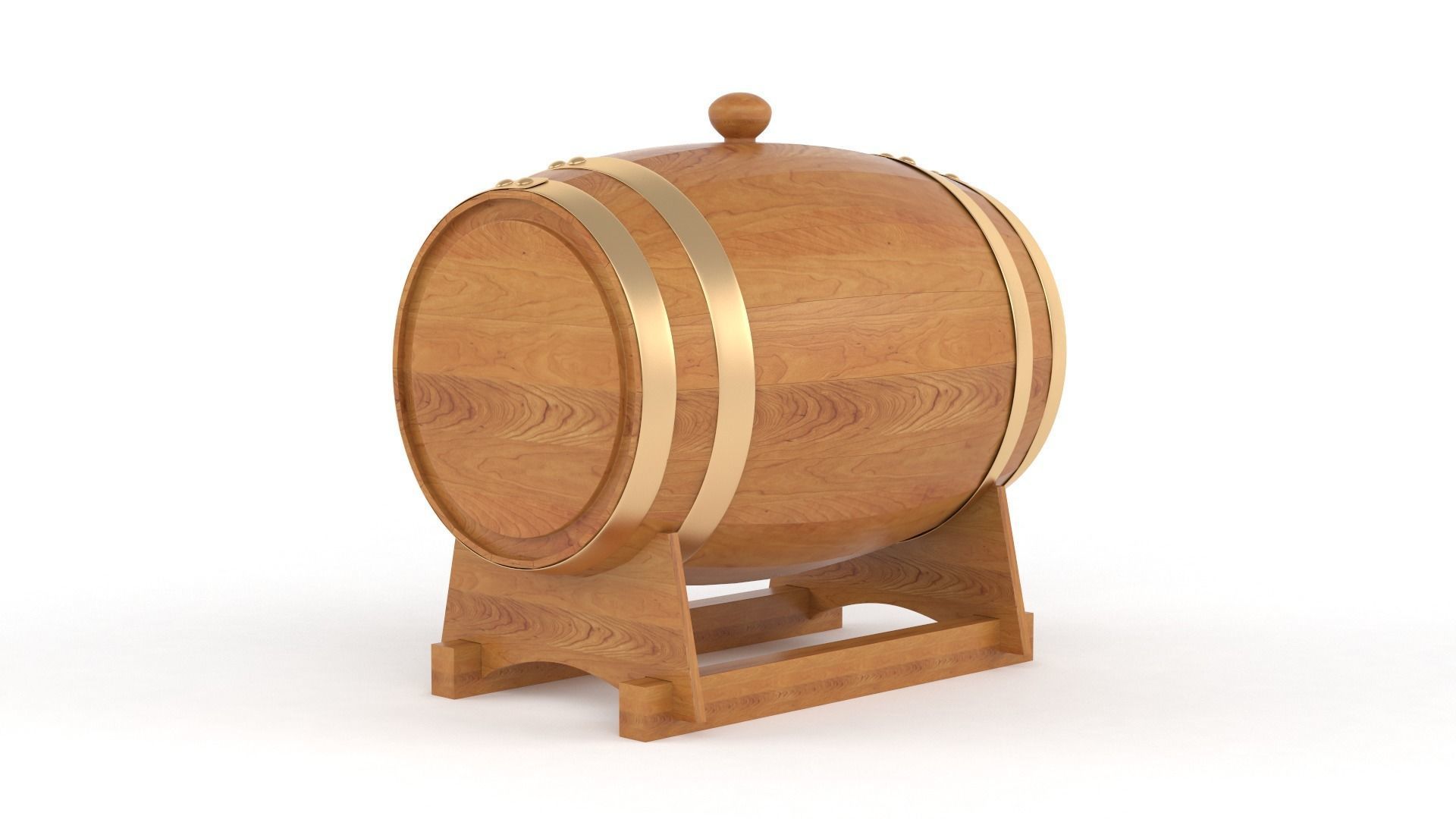 Oak Wine Barrel 3D model_3