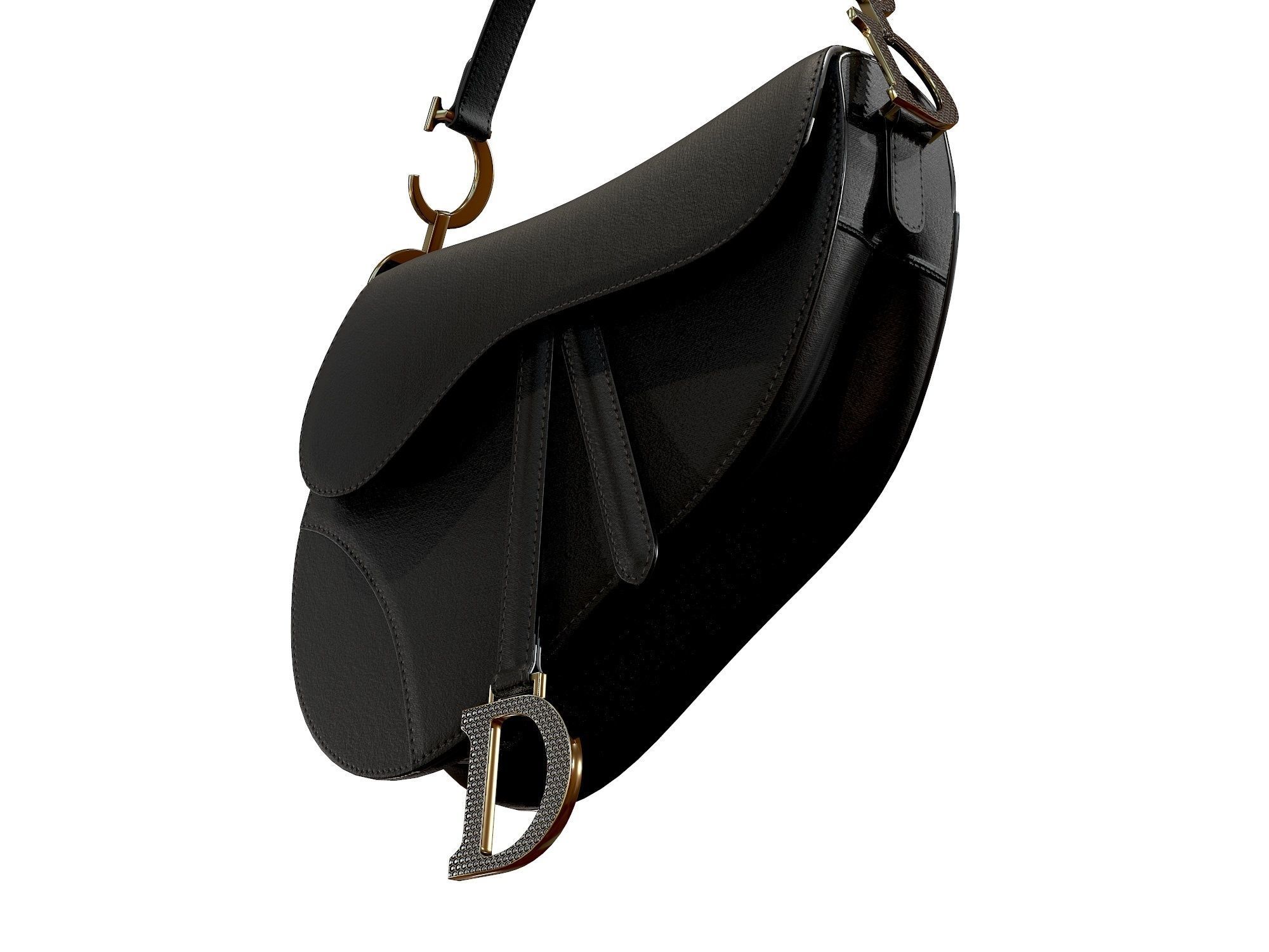 Dior Saddle Bag Black Satin 3D model_5