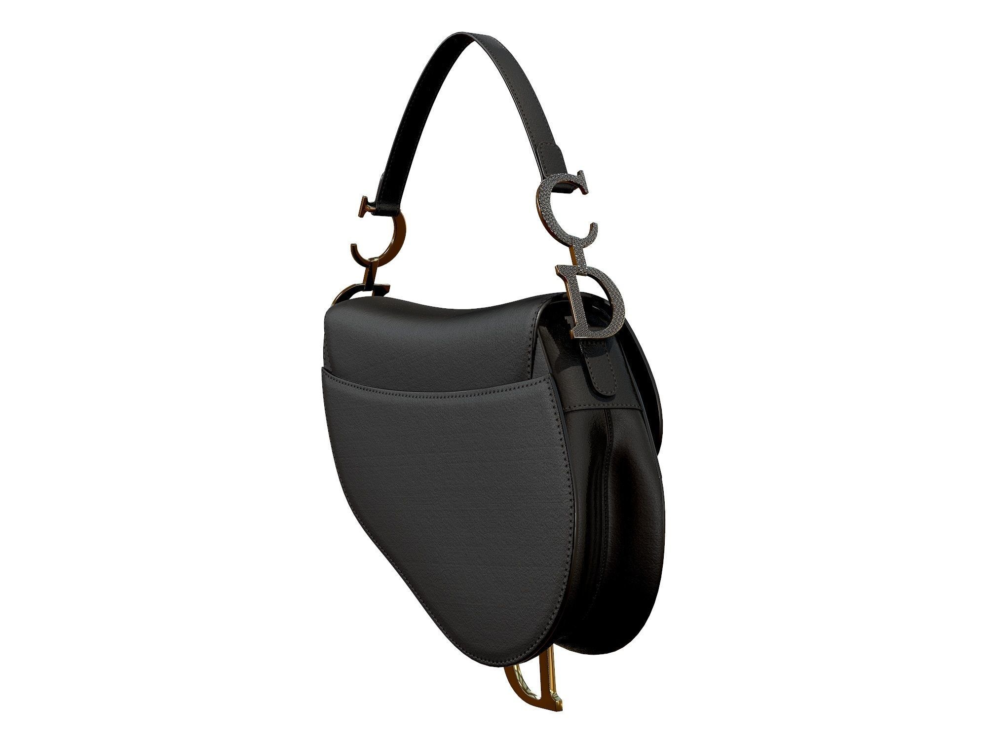 Dior Saddle Bag Black Satin 3D model_2