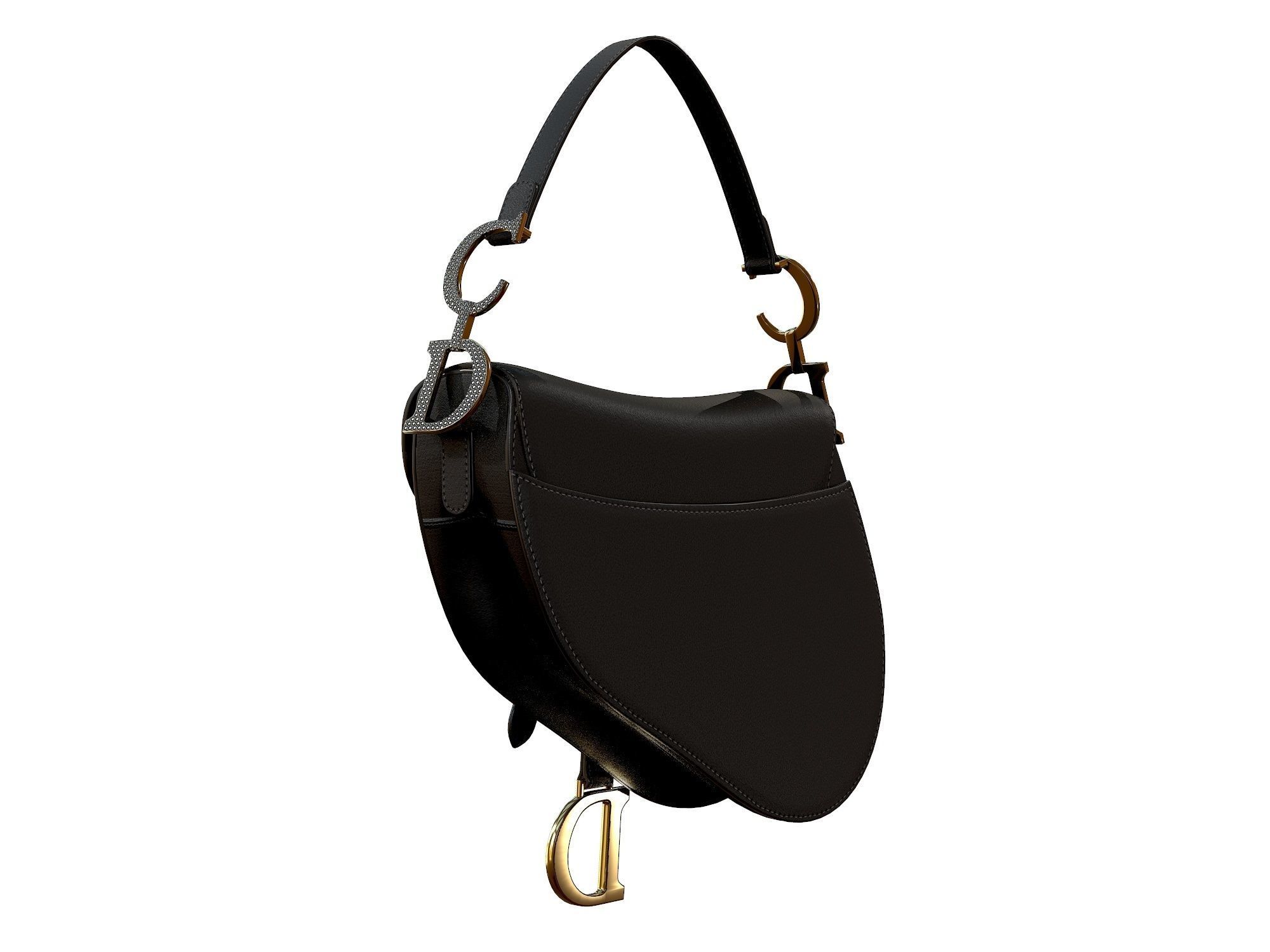 Dior Saddle Bag Black Satin 3D model_3