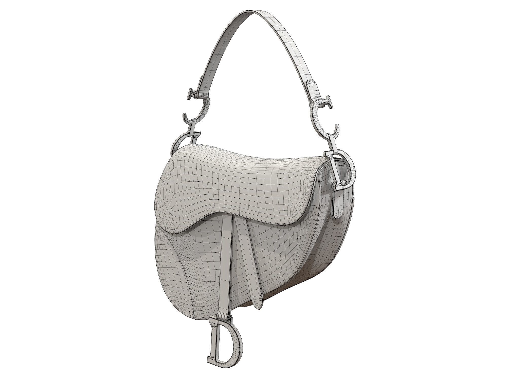 Dior Saddle Bag Black Satin 3D model_8