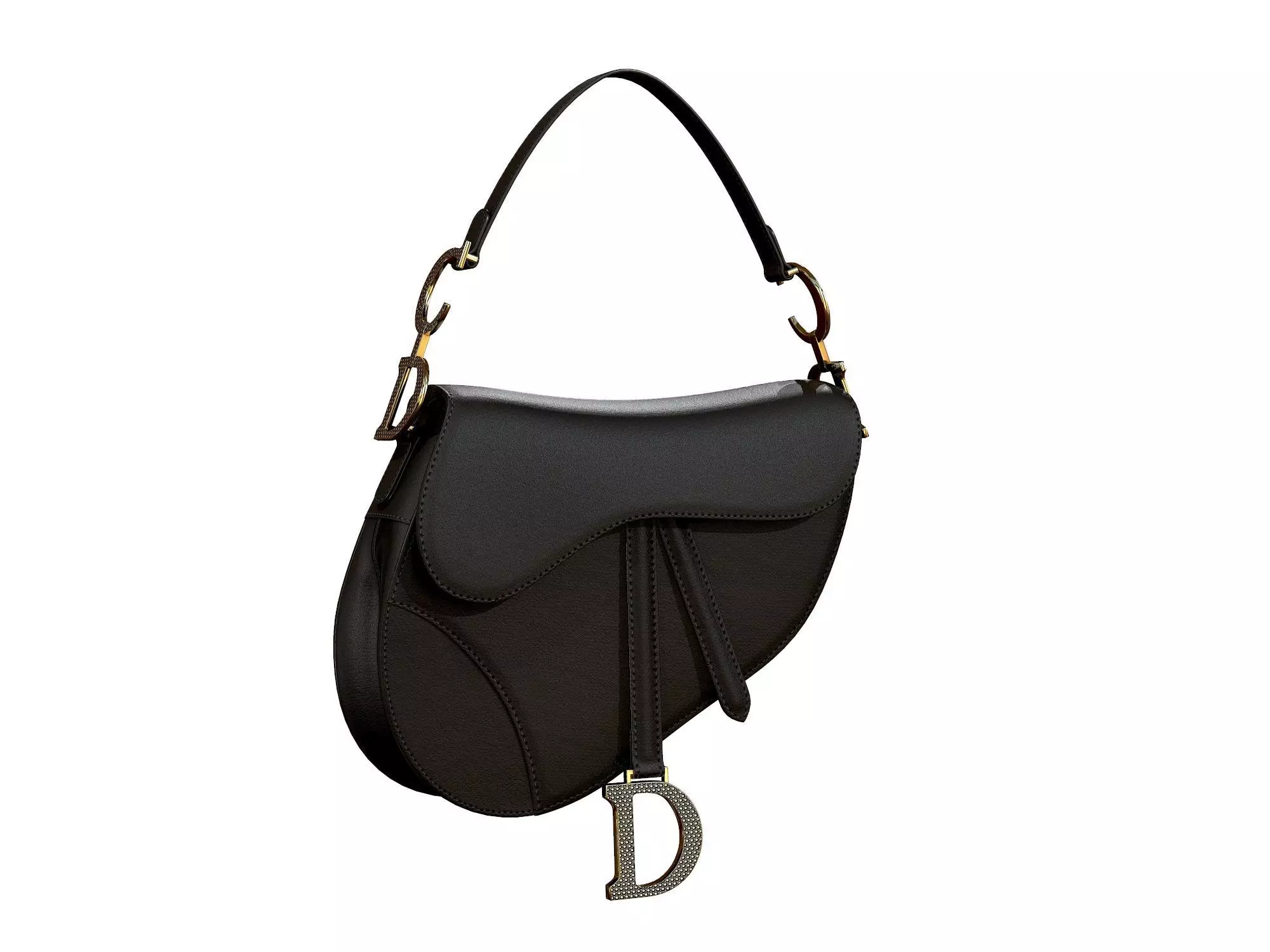 Dior Saddle Bag Black Satin 3D model_0