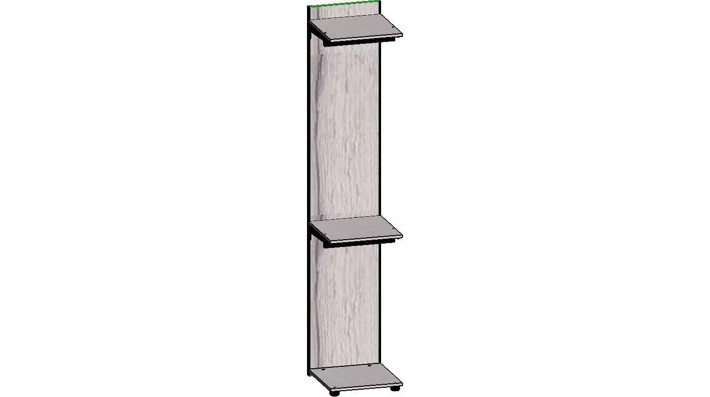 2300x450x450 tall bookcase with two shelves 3D model_0