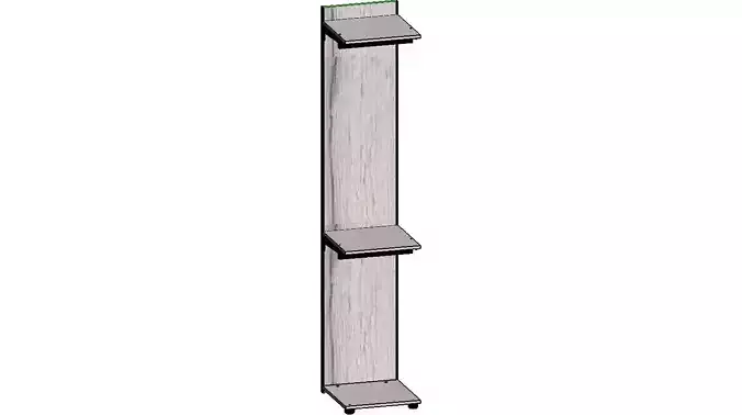 2300x450x450 tall bookcase with two shelves 3D model