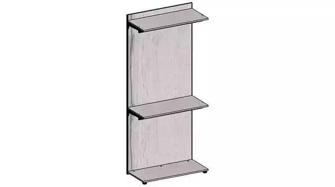 2300x1000x450 shelving unit with two shelves 3D model