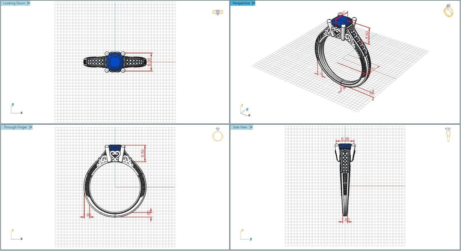 10051 diamond engagement ring with intricate filigree design 3D print model_5