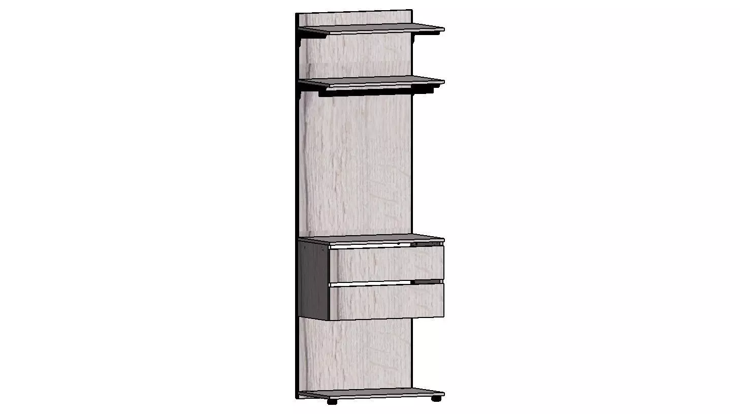 2300x755x450 person - wardrobe with drawers and shelves 3D model_0