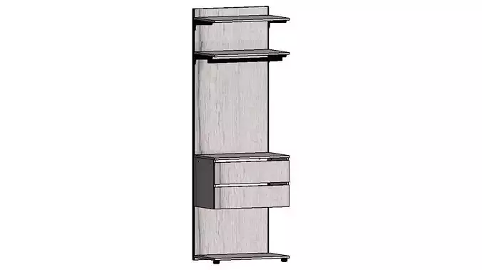 2300x755x450 person - wardrobe with drawers and shelves 3D model