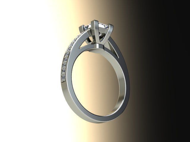 10052 diamond engagement ring set gold 3D print model_4