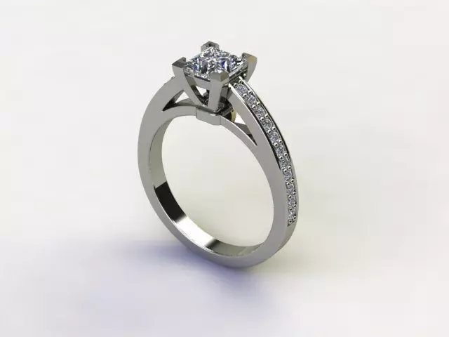 10052 diamond engagement ring set gold 3D print model_0
