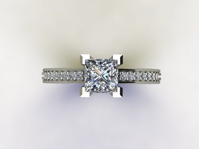 10052 diamond engagement ring set gold 3D print model_3