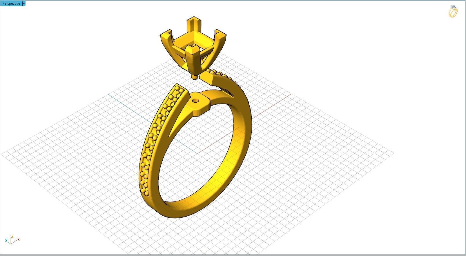 10052 diamond engagement ring set gold 3D print model_6