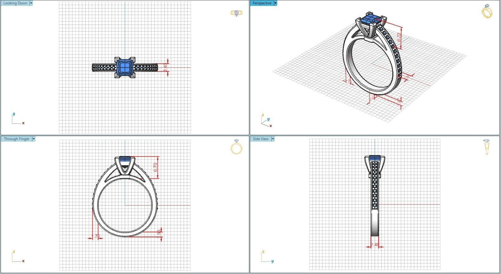 10052 diamond engagement ring set gold 3D print model_5