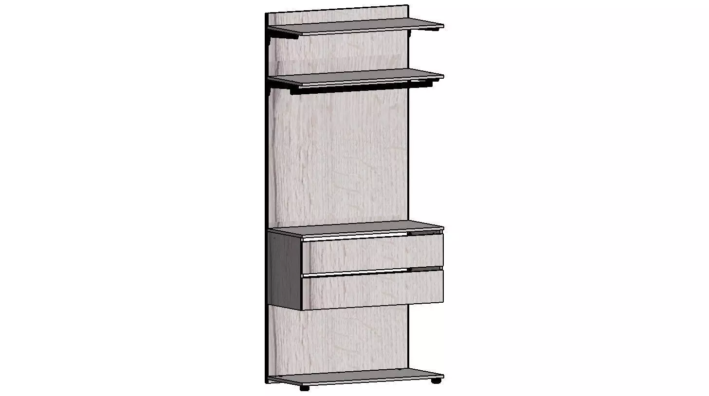 2300x1000x450 person - wardrobe cabinet with drawers and shelves 3D model_0