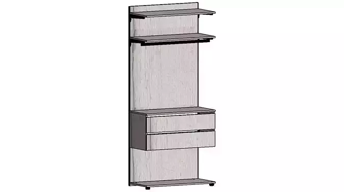 2300x1000x450 person - wardrobe cabinet with drawers and shelves 3D model