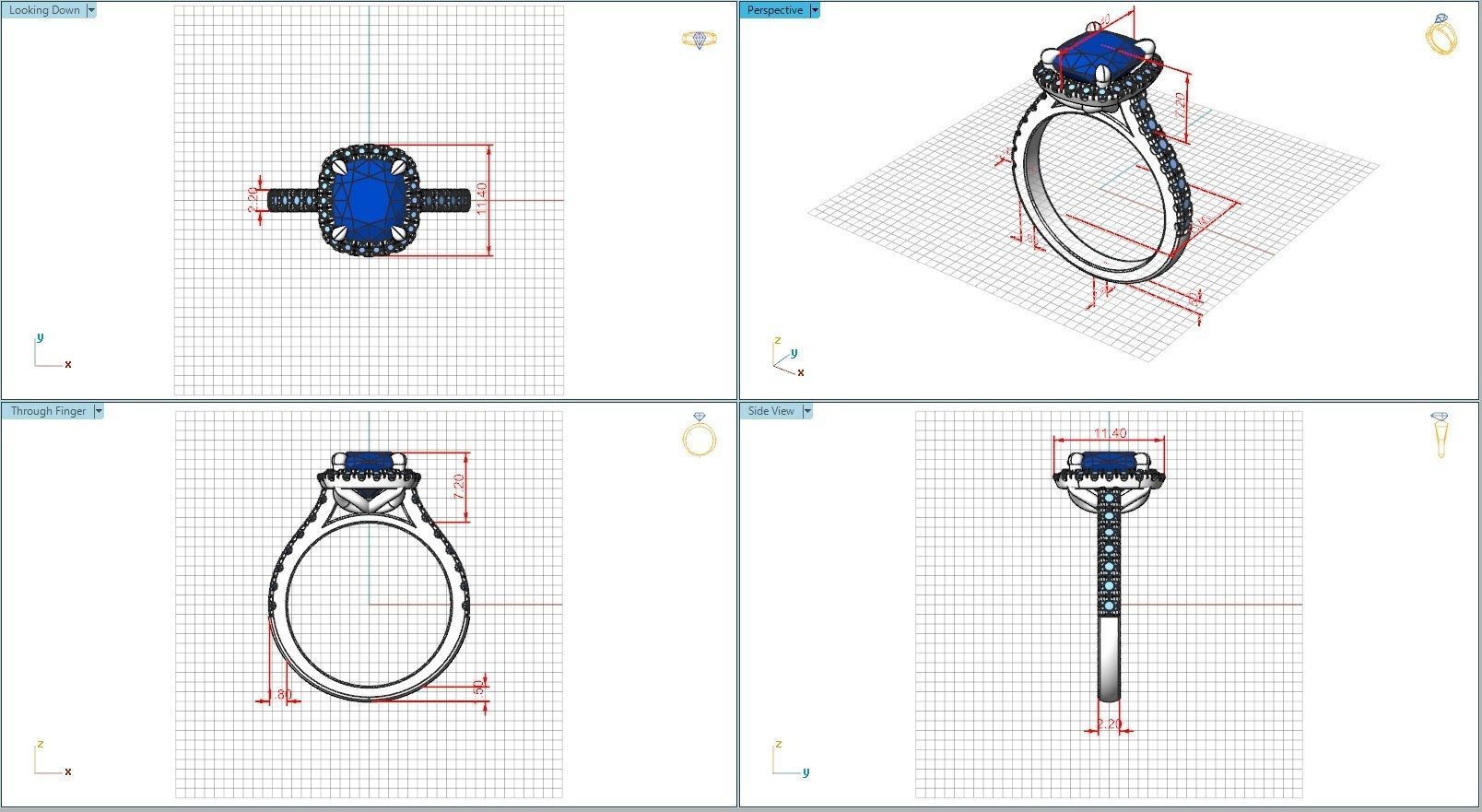 10058 cushion cut diamond engagement ring 3D print model_5