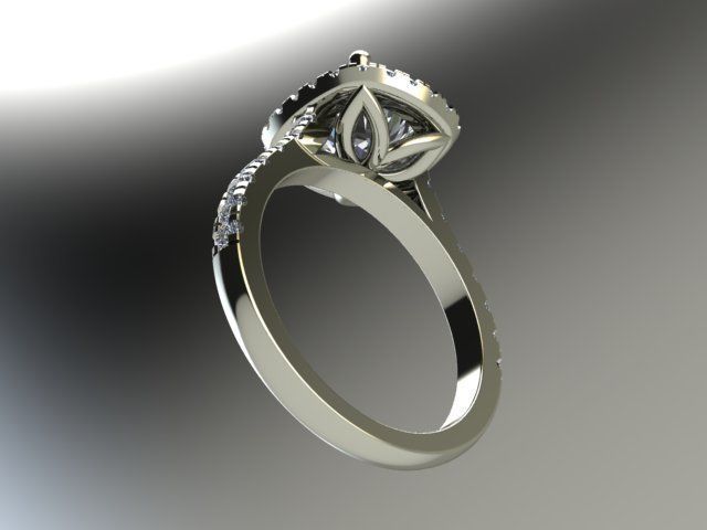 10058 cushion cut diamond engagement ring 3D print model_4