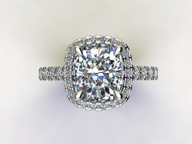 10058 cushion cut diamond engagement ring 3D print model_3