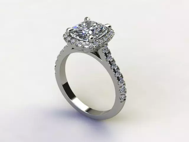 10058 cushion cut diamond engagement ring 3D print model_0