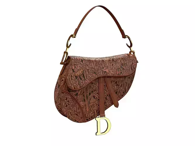 Dior Saddle Bag Brown Hand-Embossed 3D model