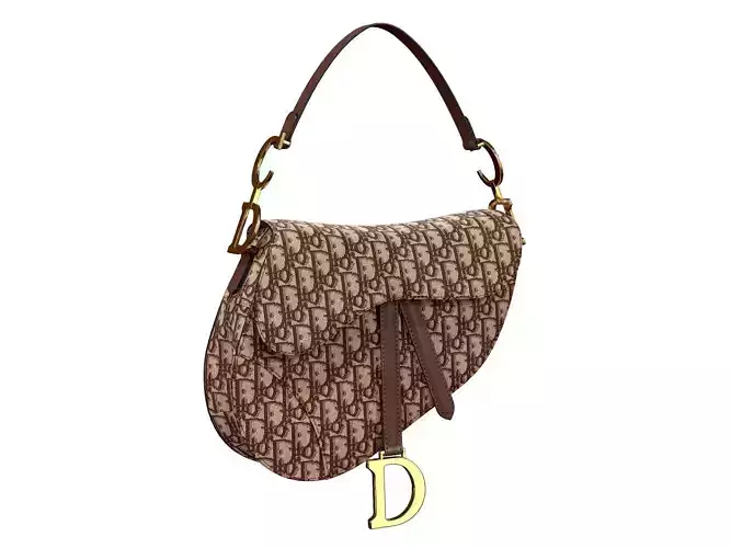 Dior Saddle Bag Brown Oblique Jacquard 3D model