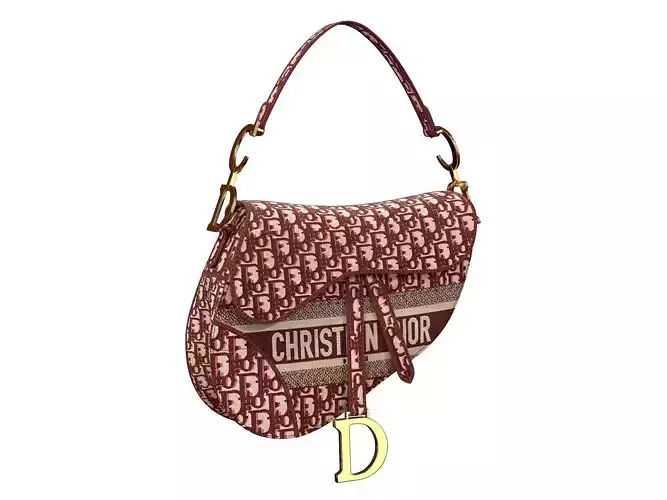 Dior Saddle Bag Burgundy Oblique 3D model