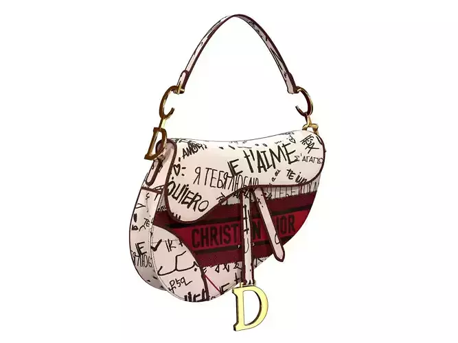 Dior Saddle Bag Graffiti Embroidery 3D model