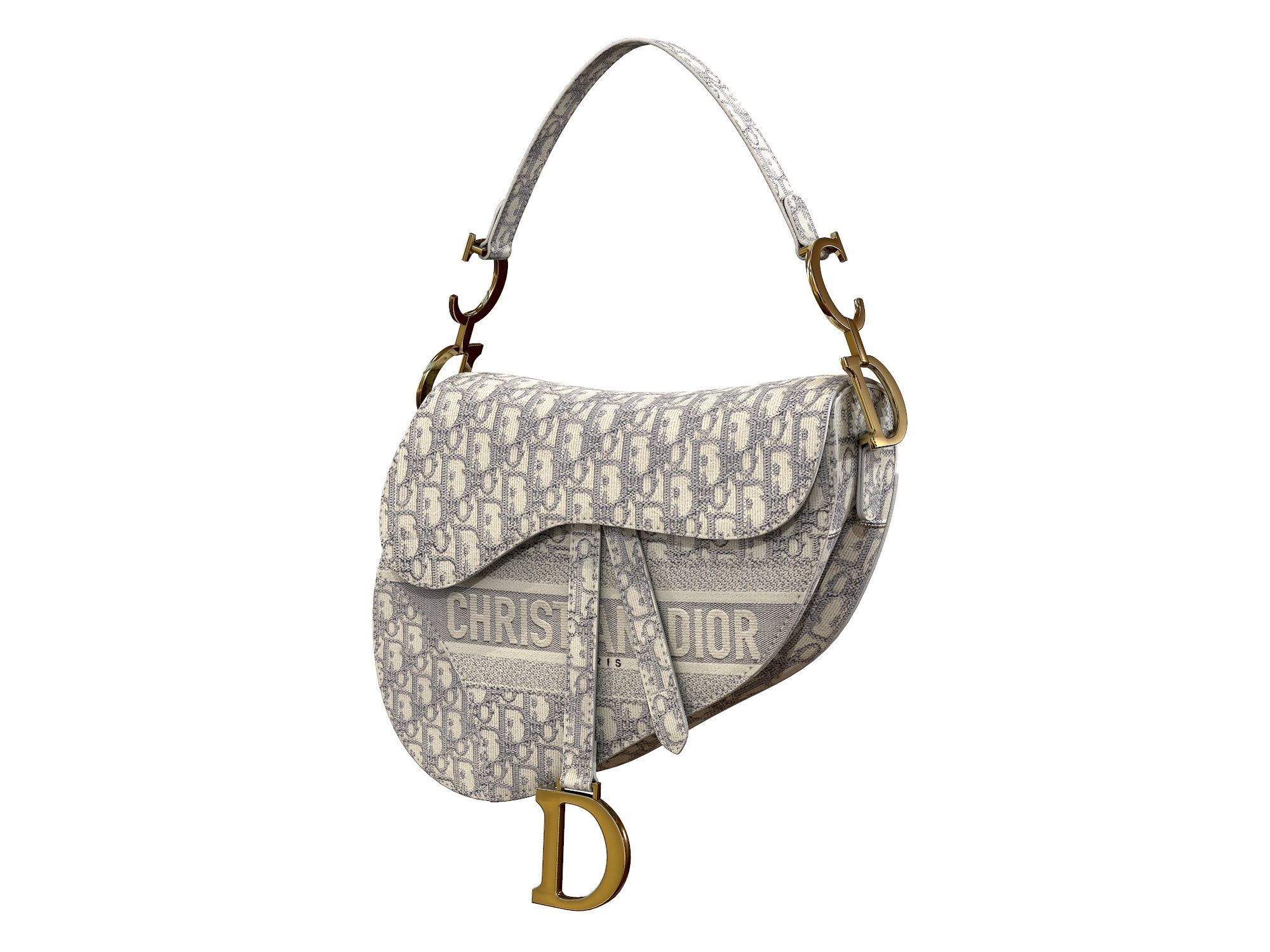 Dior Saddle Bag Gray Oblique Embroidery 3D model_4
