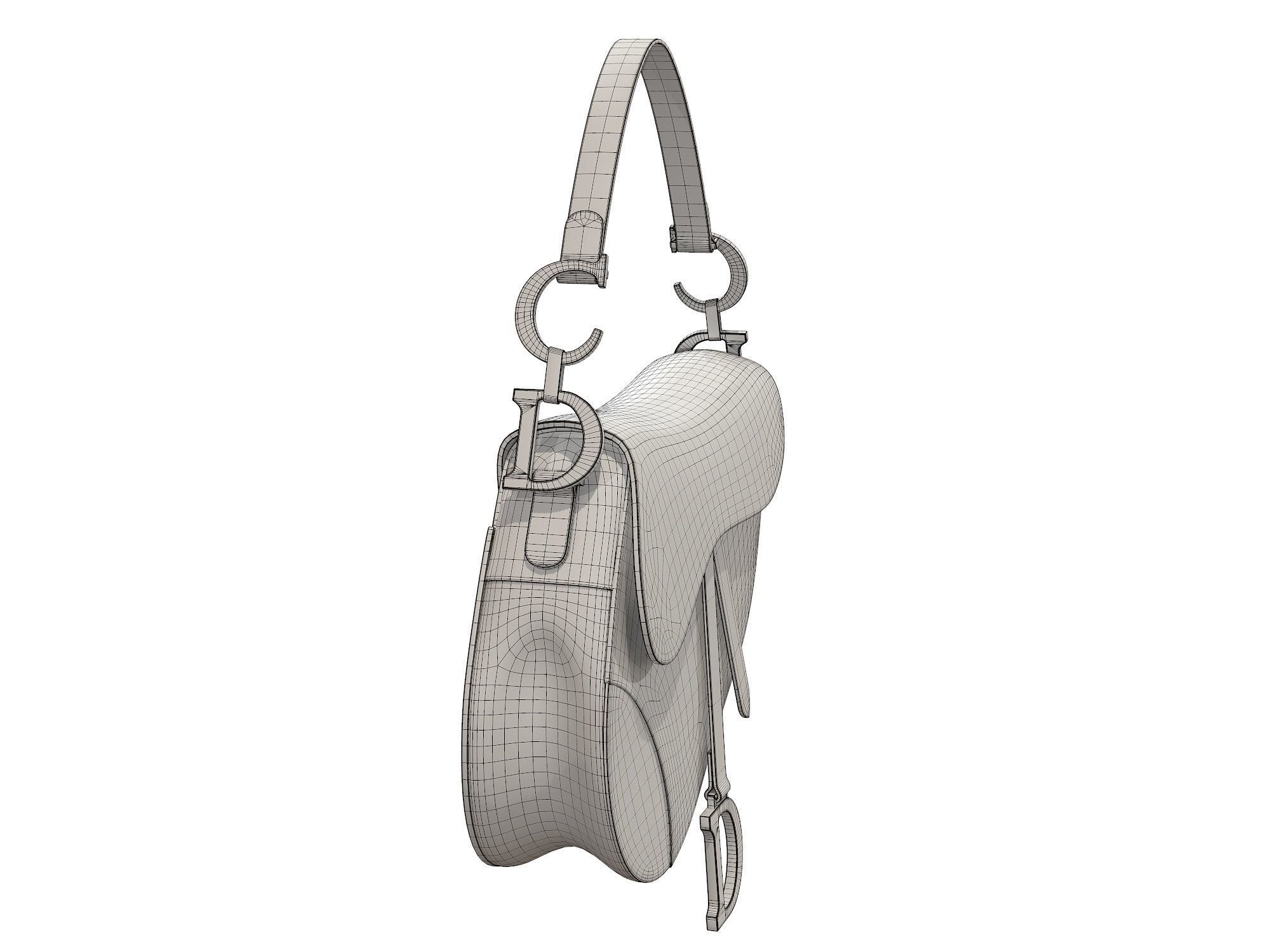 Dior Saddle Bag Gray Oblique Embroidery 3D model_6