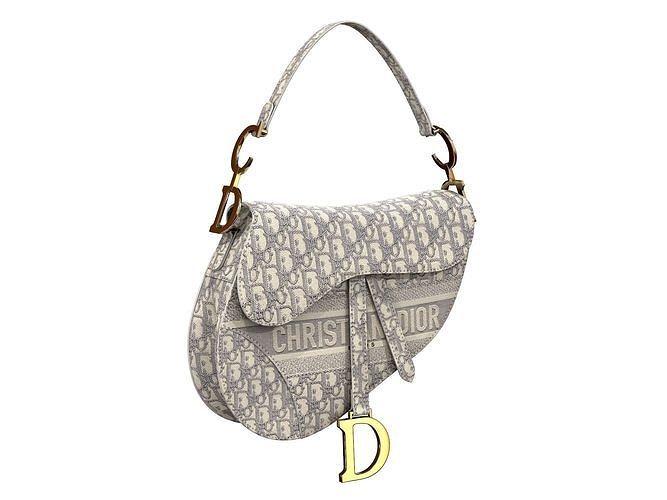 Dior Saddle Bag Gray Oblique Embroidery 3D model
