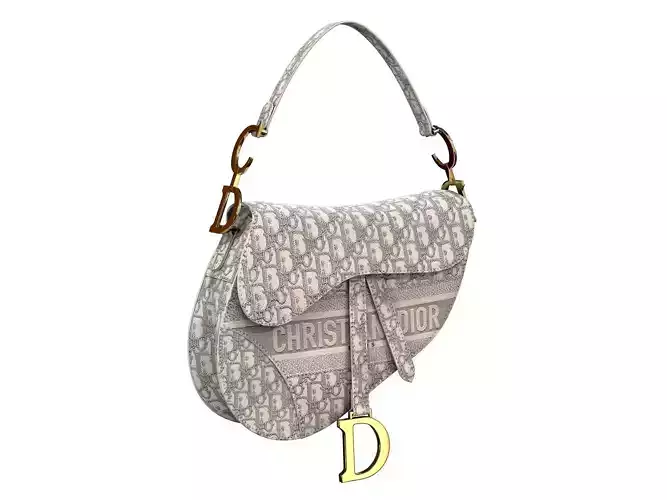 Dior Saddle Bag Gray Oblique Embroidery 3D model