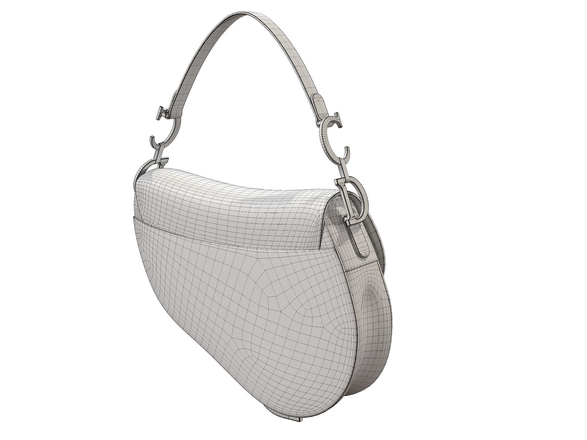 Dior Saddle Bag Gray Oblique Embroidery 3D model_7