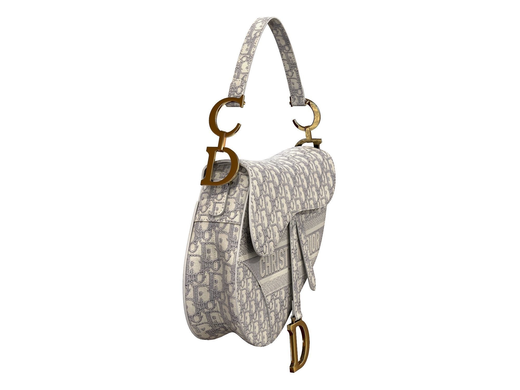 Dior Saddle Bag Gray Oblique Embroidery 3D model_1