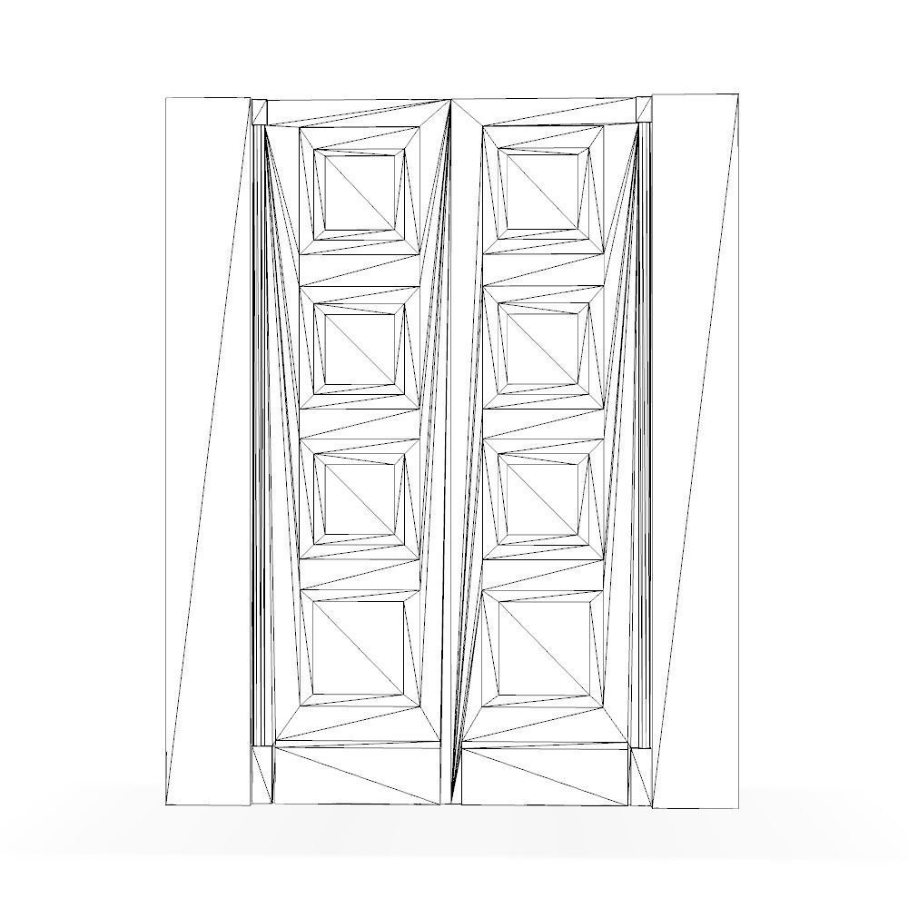 Old wooden doors Low-poly 3D model_6
