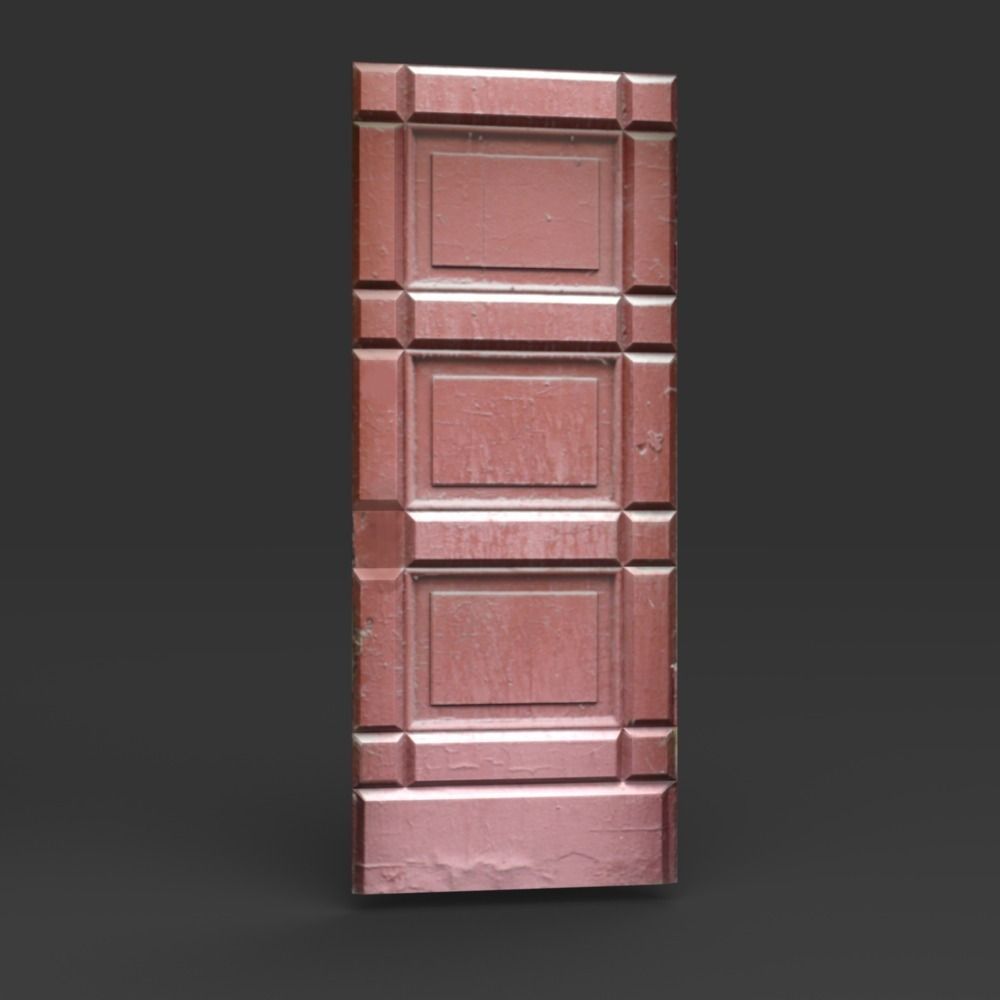 Old wooden doors Low-poly 3D model_9