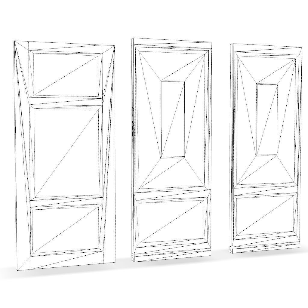 Old wooden doors Low-poly 3D model_2