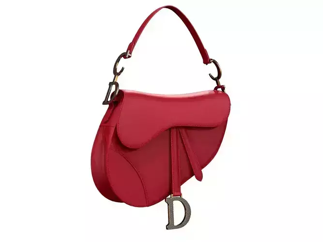 Dior Saddle Bag Raspberry Red Satin 3D model