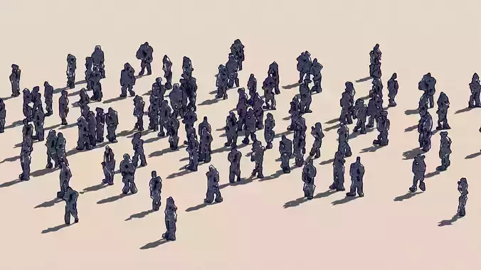 3D SKETCH CROWD Low-poly 3D model