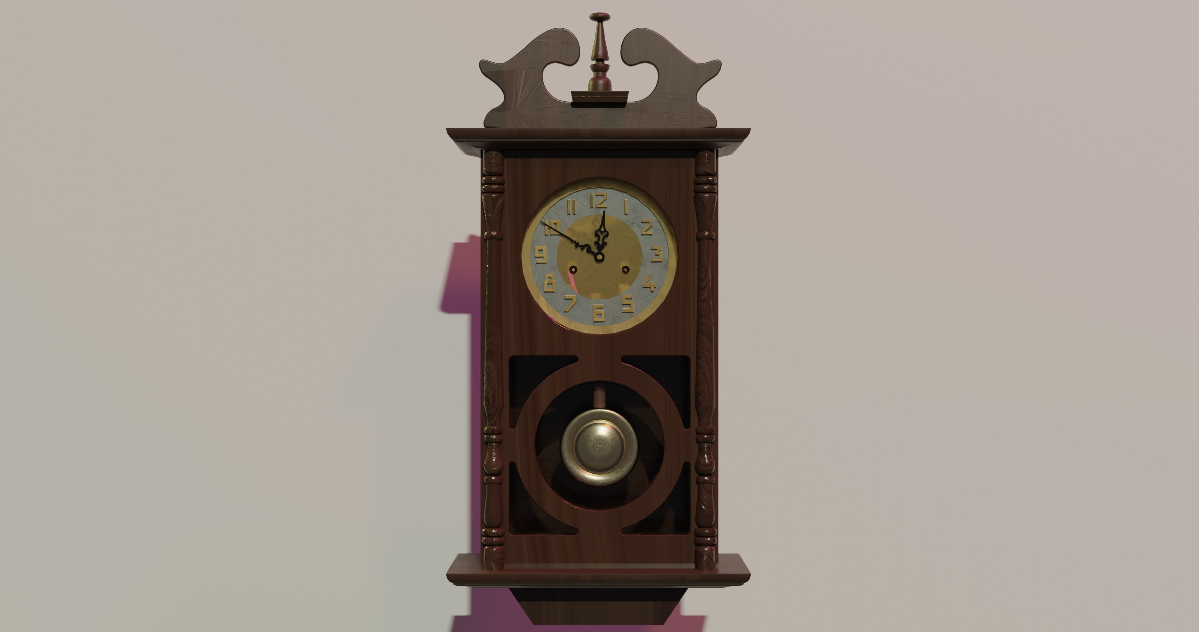 Antique winding clock  Free 3D model_4
