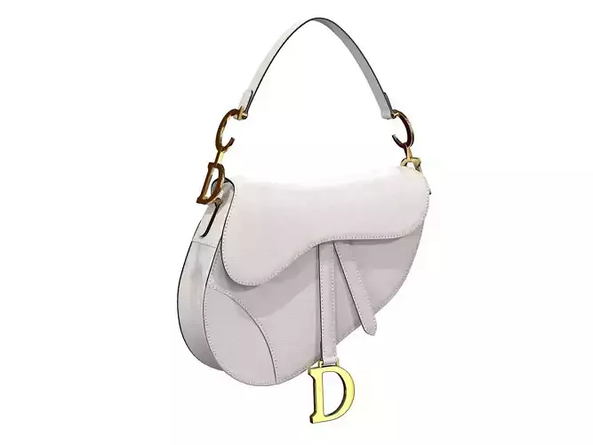 Dior Saddle Bag White Grained Leather 3D model