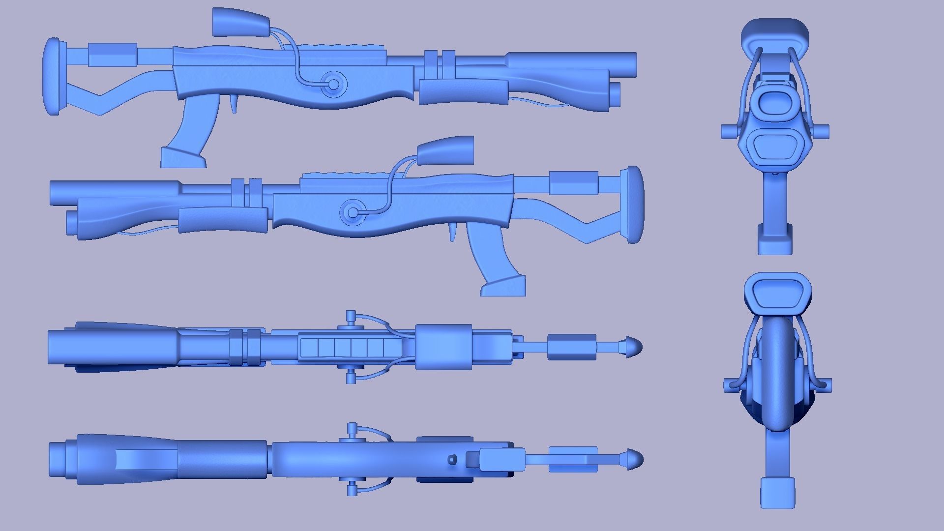 Sci-Fi Blue Camouflage Shotgun - Gun Weaponry Low-poly 3D model_10